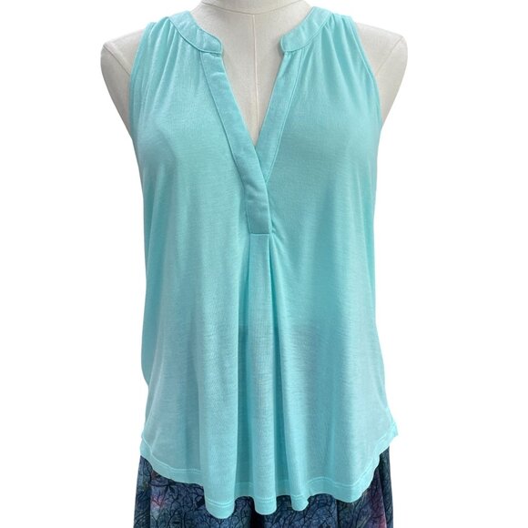 Iris Basic Aqua Sleeveless Top Medium Soft Girl Summer Coastal Minimalist Cruise - Picture 5 of 10